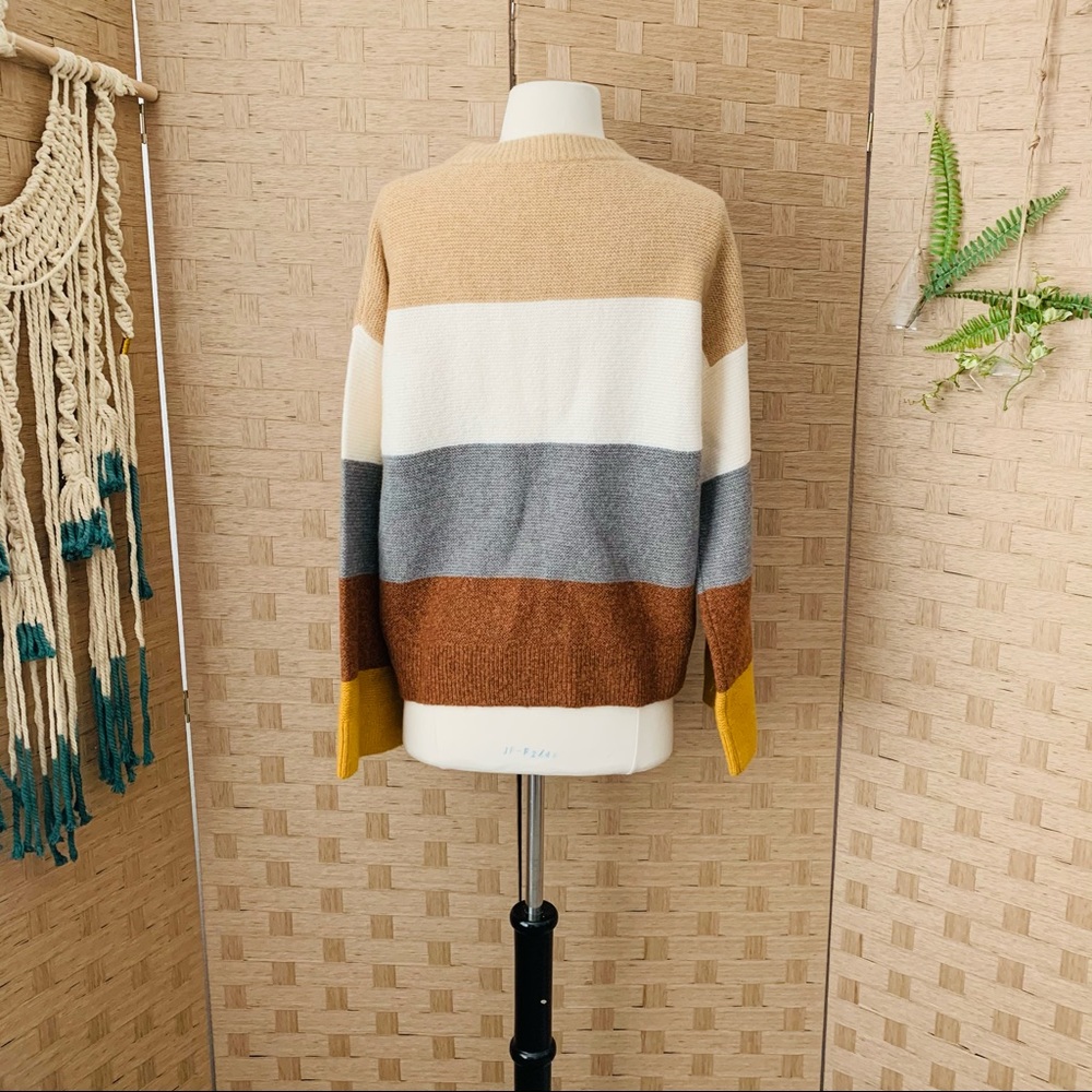 Madewell Color Block Stripe Sweater Size Medium - image 7